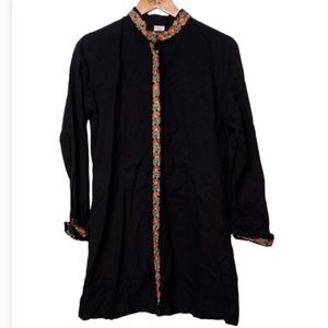 Button down mini dress or long shirt with embroidery details L/XL
